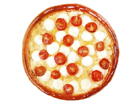 Домашна пица със сметанов сос, топено сирене, бейби моцарела и чери домати - снимка на рецептата